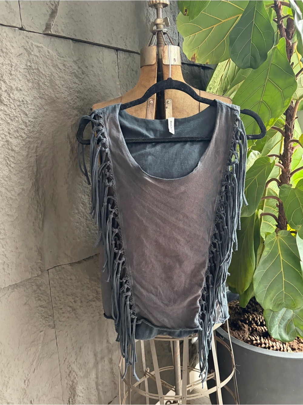 RVCA Washed Charcoal Fringe Tank